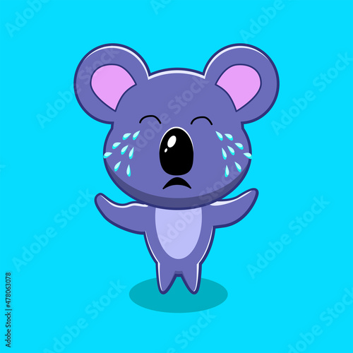 koala cute character with cry expression vector