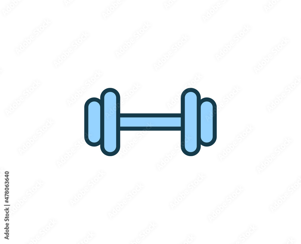 Dumbbell line icon. High quality outline symbol for web design or mobile app. Thin line sign for design logo. Color outline pictogram on white background Dumbbell line icon. High quality outline symbol for web design or mobile app. Thin line sign for design logo. Color outline pictogram on white background