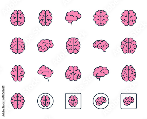Brain line icon set. Collection of high quality color outline logo for mobile concepts and web apps. People set in trendy flat style. Vector illustration on a white background