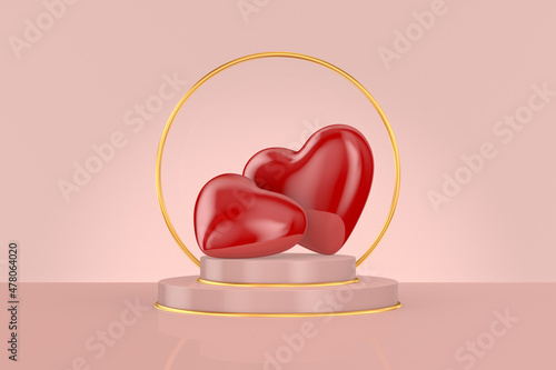 two hearts and pedestal on ...