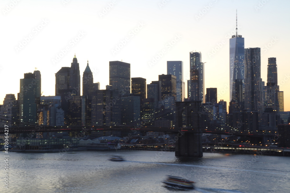 Fototapeta premium New York at Night in 2017, Brookling Bridge
