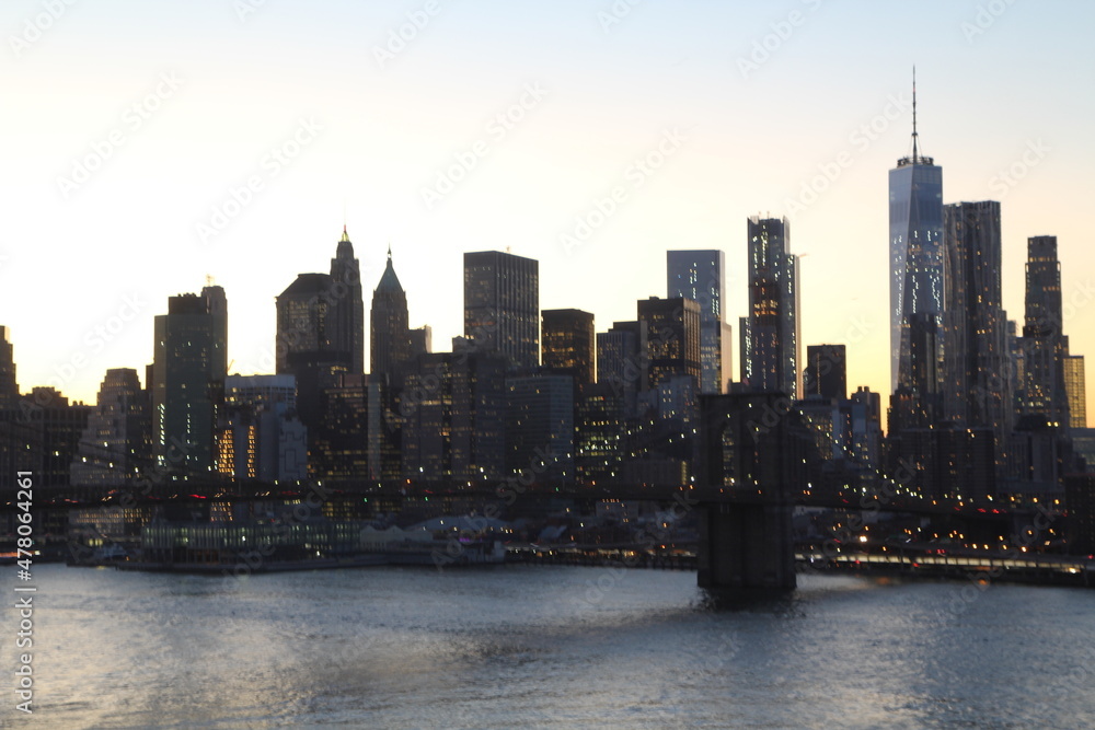 Fototapeta premium New York at Night in 2017, Brookling Bridge
