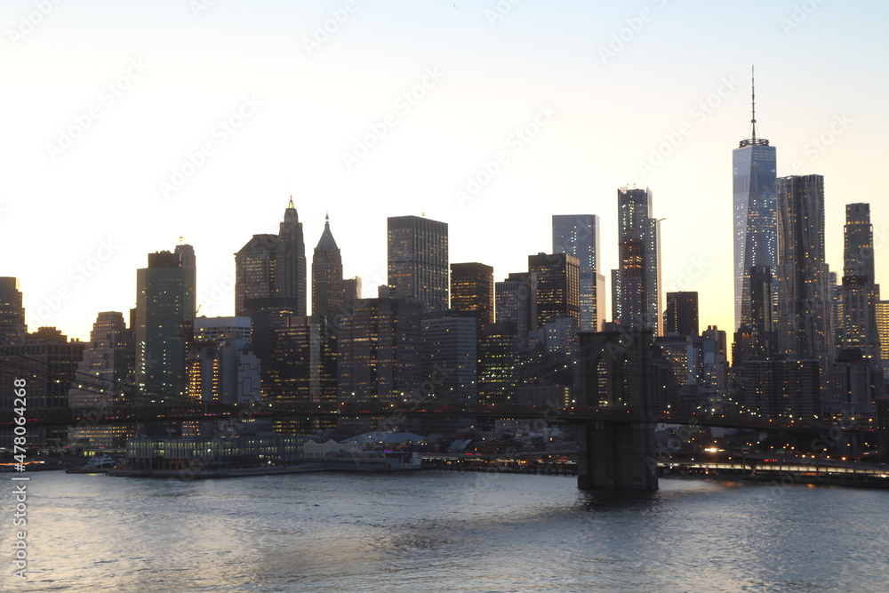 Obraz premium New York at Night in 2017, Brookling Bridge