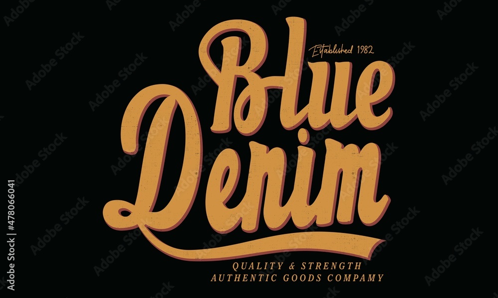 Blue Denim supply Original College Vintage varsity vector tee shirt graphics and grunge artwork	