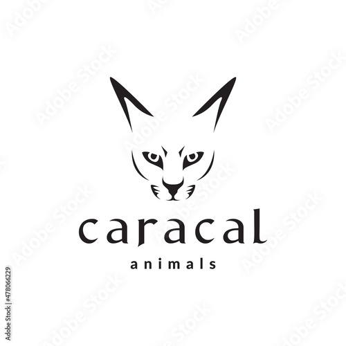 face black caracal cat logo design vector graphic symbol icon sign illustration creative idea photo