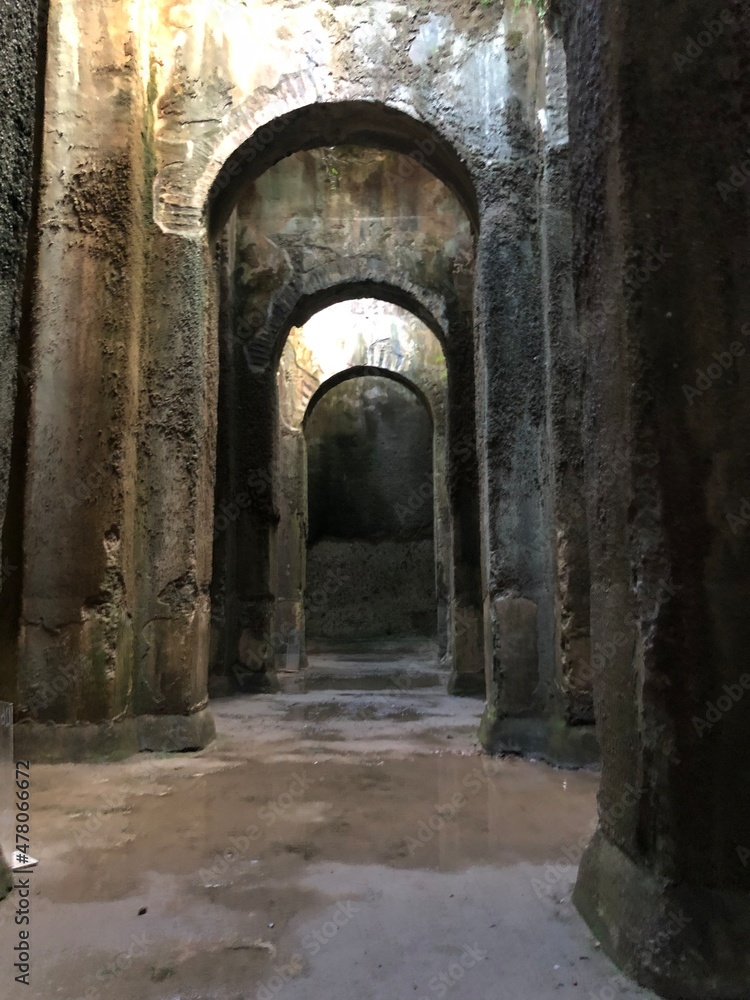The Piscina Mirabilis ancient Roman cistern on the Bacoli hill in