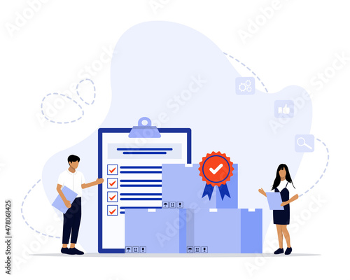 Vector Illustration, Product quality Concept, 
Suitable for landing page, ui, web, App intro card, editorial, flyer, and banner