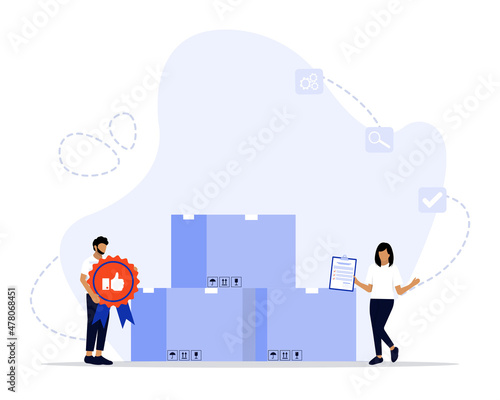 Vector Illustration, Product quality Concept, 
Suitable for landing page, ui, web, App intro card, editorial, flyer, and banner