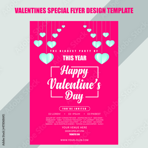 Happy Valentines Day Party Flyer Design Template