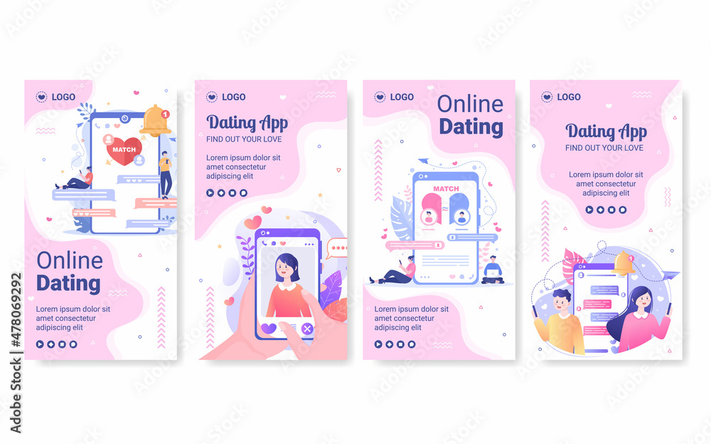 Dating App For a Love Match Stories Template Flat Design Illustration Editable of Square Background Suitable to Social Media or Valentine Greetings Card Dating App For a Love Match Stories Template Flat Design Illustration Editable of Square Background Suitable to Social Media or Valentine Greetings Card
