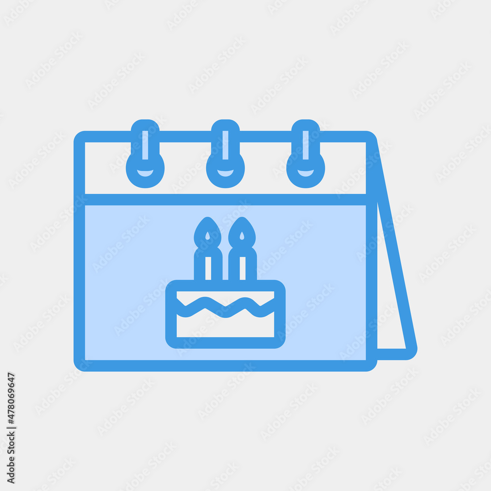 Birthday icon vector illustration in blue style about calendar and date, use for website mobile app presentation Birthday icon vector illustration in blue style about calendar and date, use for website mobile app presentation
