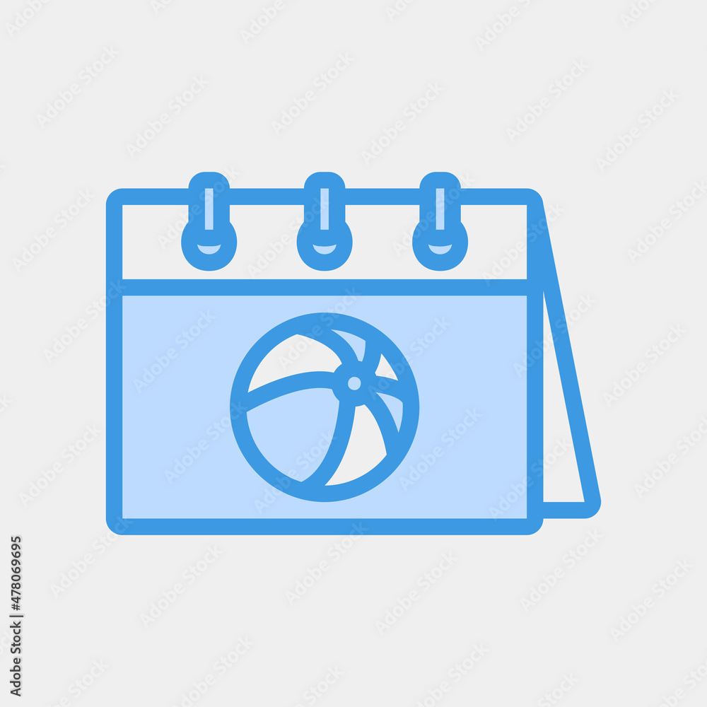Sport day icon vector illustration in blue style about calendar and date, use for website mobile app presentation