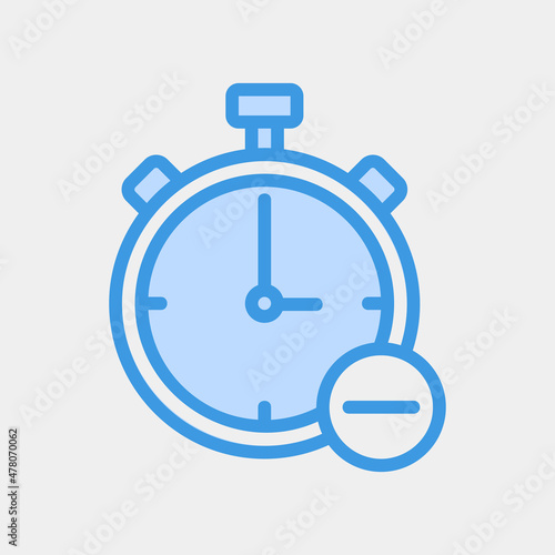 Delete time icon vector illustration in blue style about calendar and date, use for website mobile app presentation