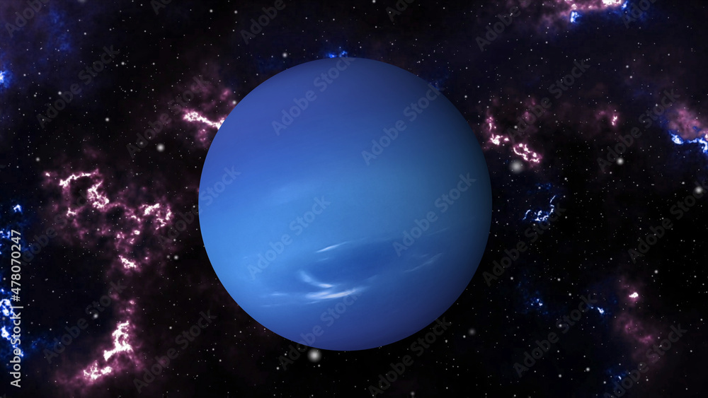 Naklejka premium Neptune rotating on outer space 4K Planet of Neptune. Neptune loop