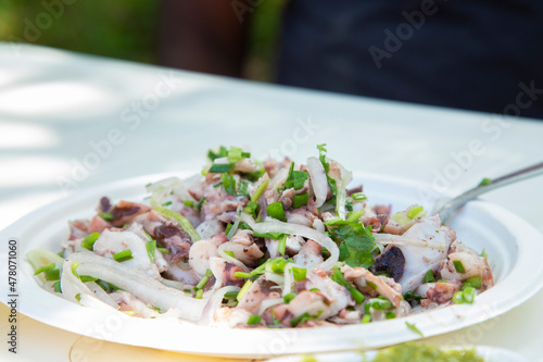 salad with fresh boiled octopus.