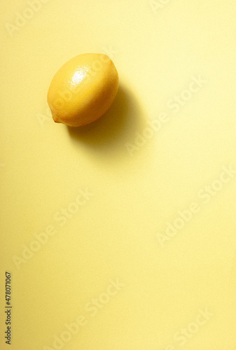 Minimal style. Yellow sunny lemon. Vitamin C. Creative minimal art