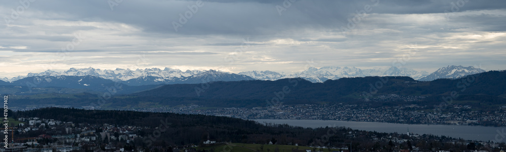 Alpen Panorama - Blick von Zürich, Schweiz