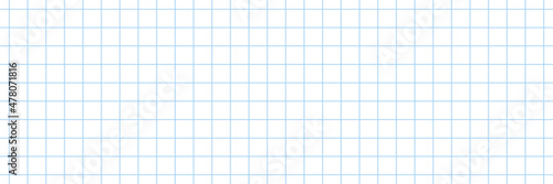 Squared notebook seamless pattern. Blue grid texture. School notebook for mathematics. Grid paper sheet. Vector illustration on white background.