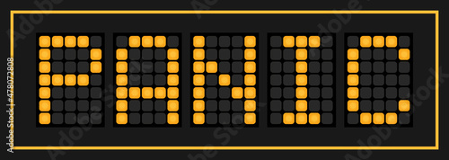 Orange color led in word panic on black background