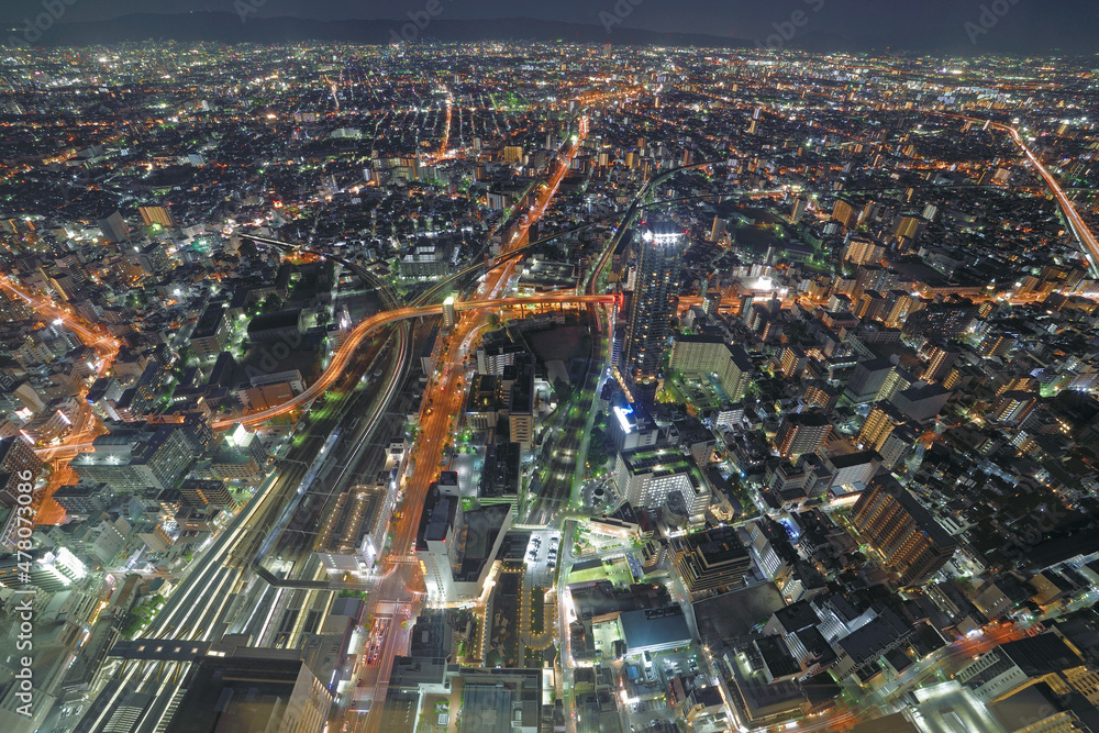 Obraz premium あべのハルカスの展望台から望む夜景
