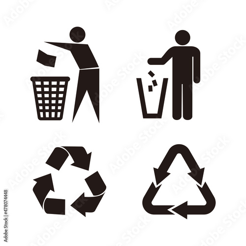 Recycling set icon illustration sign