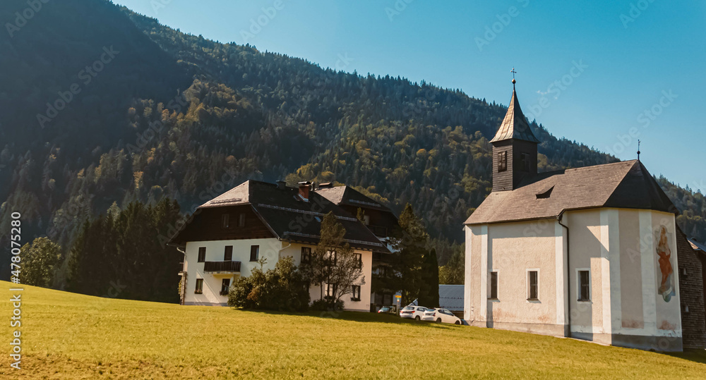 Beautiful church on a sunny summer day near Abtenau, Salzburg, Austria