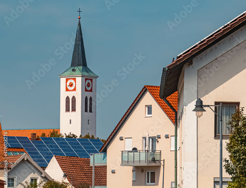 Beautiful church on a sunny summer day at Wallersdorf, Bavaria, Germany