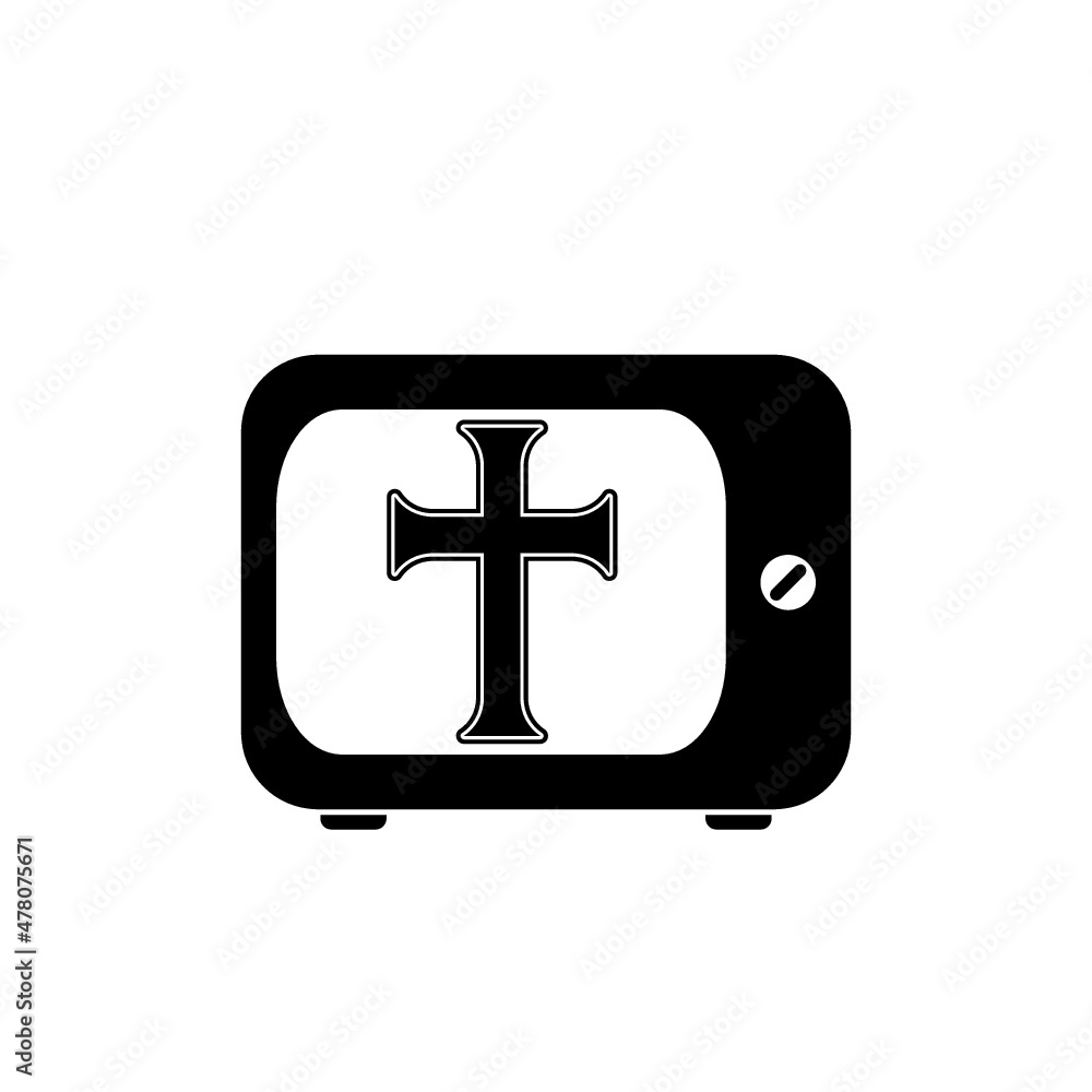 Fototapeta premium Online church video streaming icon isolated on white background