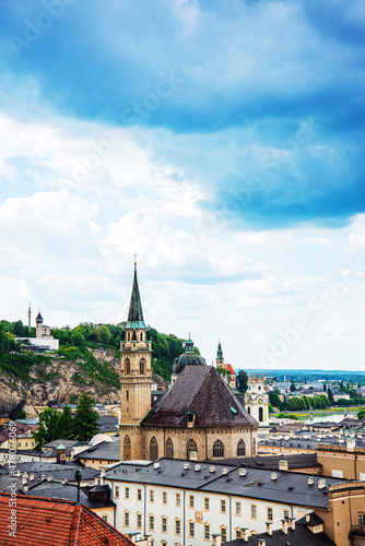 SALZBURG, AUSTRIA - June 16, 2018: Traditional Cathedral building in Salzburg, Austria