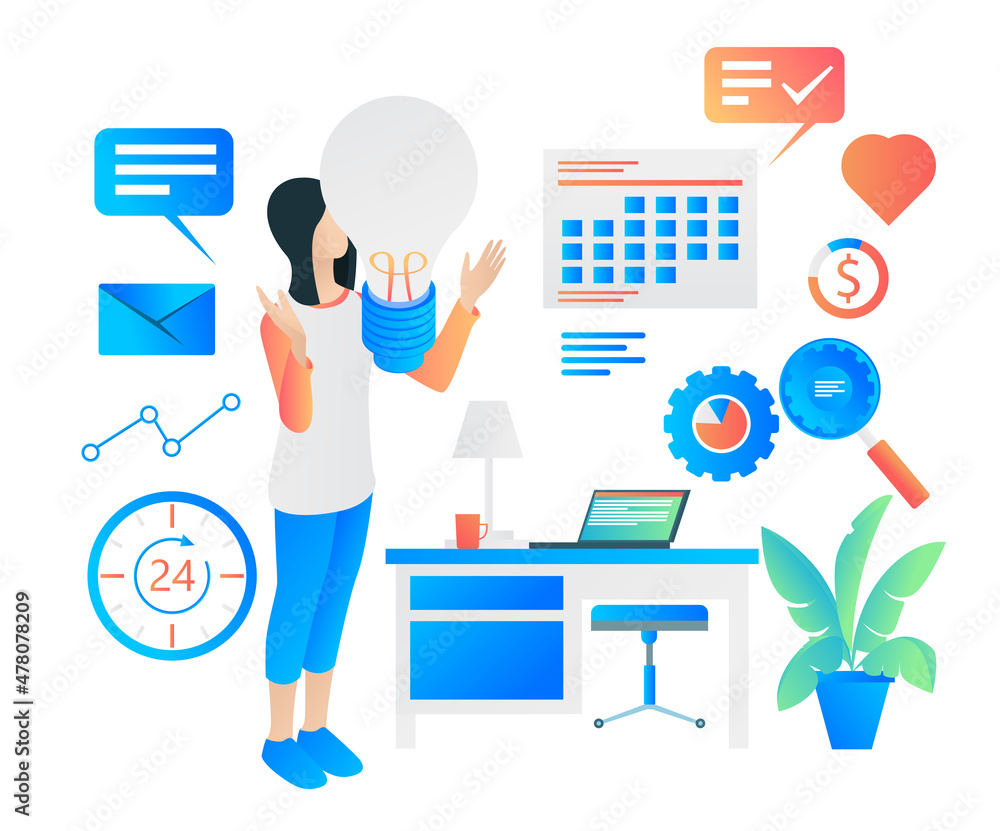 Illustration of finding a good idea about business Illustration of finding a good idea about business