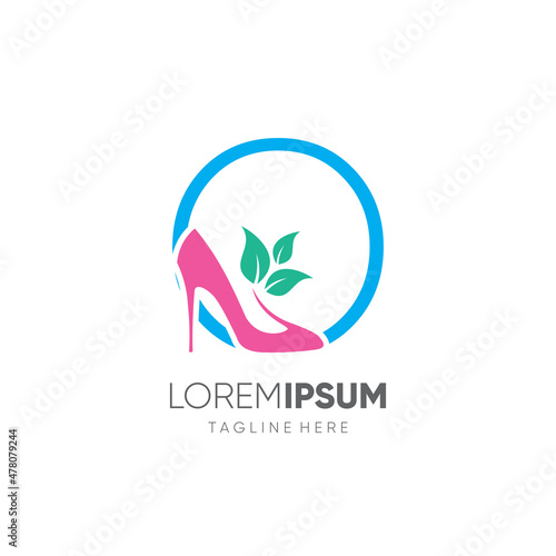 Letter O Women Shoes Heel Logo Design Vector Icon Graphic Emblem Illustration