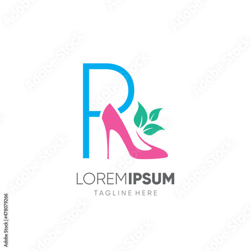 Letter R Women Shoes Heel Logo Design Vector Icon Graphic Emblem Illustration