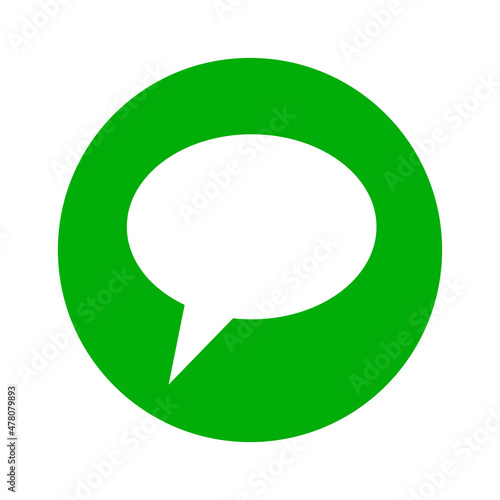 Green round message icon. Callout. Vectors.