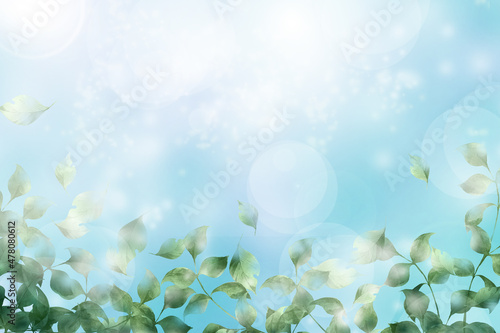 青空と光と葉っぱの風景イラスト