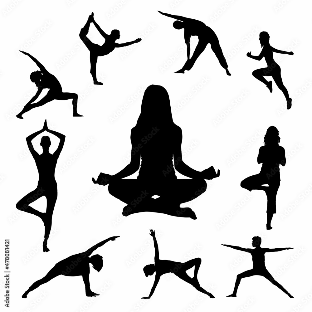 Yoga figures isolated illustration.