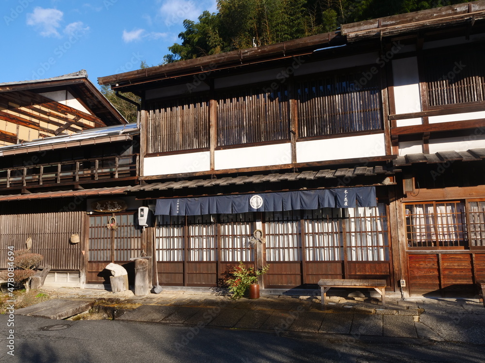 冬の妻籠宿の風景