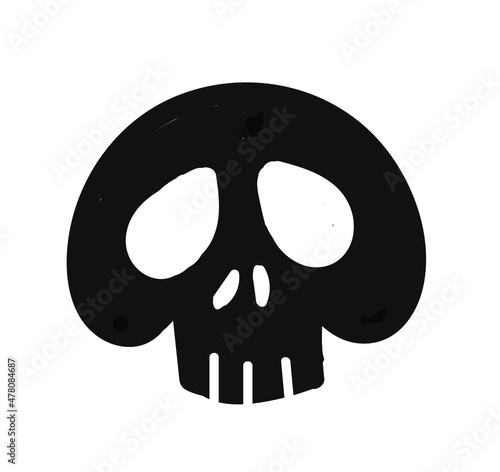 Skull icon. Black and white illustration of a skull