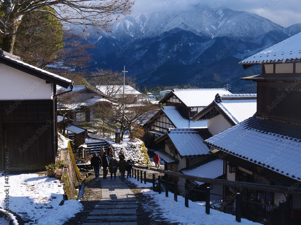 Fototapeta premium 冬の馬籠宿の風景
