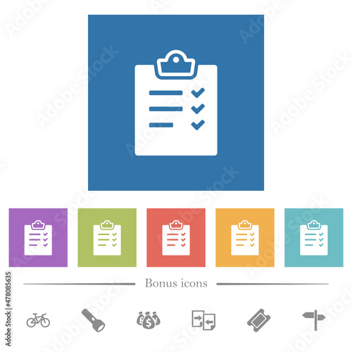 Task list alternate flat white icons in square backgrounds