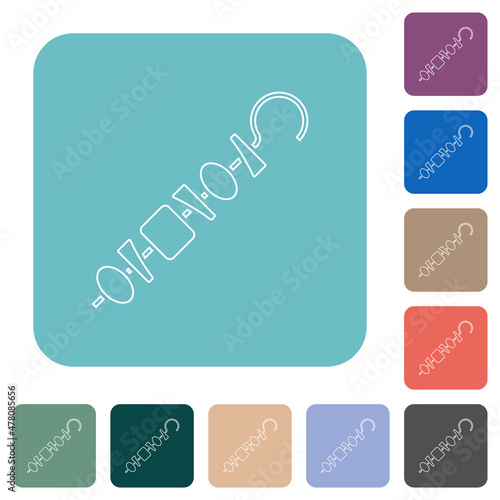Shish kebab on skewer stick rounded square flat icons