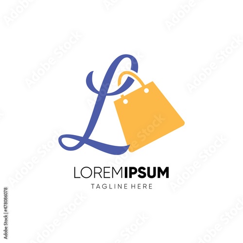 Letter L Shopping Bag Logo Design Vector Icon Graphic Emblem Illustration