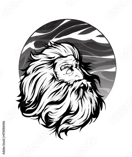 zeus head illustration silhouette