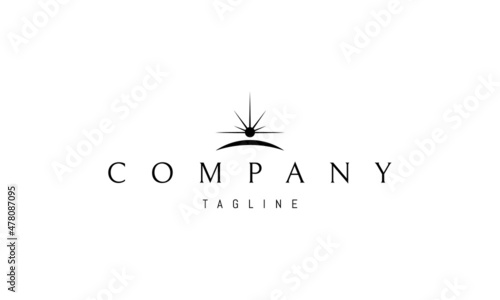 Vector logo on which an abstract image of a shining star over the horizon.