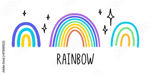 Fototapeta Naklejka Na Ścianę i Meble -  Simple doodle rainbow cartoon line decorative element