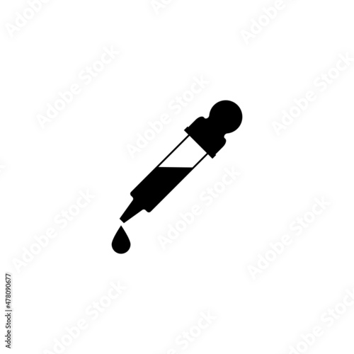 Pipette dropper icon with a drop. Vector illustration and icon on white background.