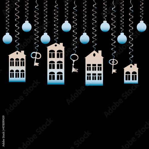 advertising banner or postcard - housewarming, sale or rental of housing on a turnkey basis. Apartments or houses