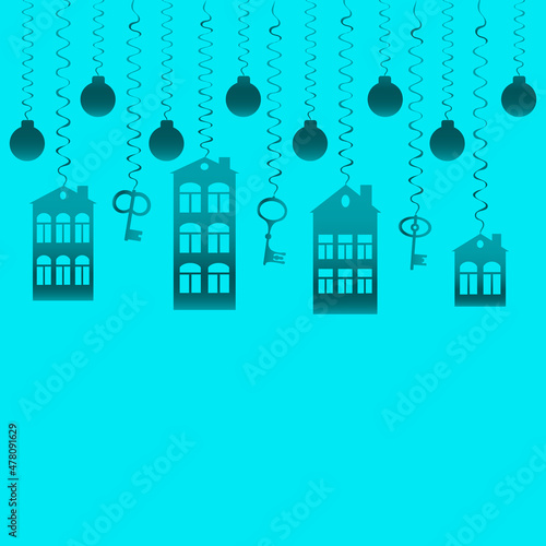 advertising banner or postcard - housewarming, sale or rental of housing on a turnkey basis. Apartments or houses