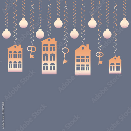advertising banner or postcard - housewarming, sale or rental of housing on a turnkey basis. Apartments or houses