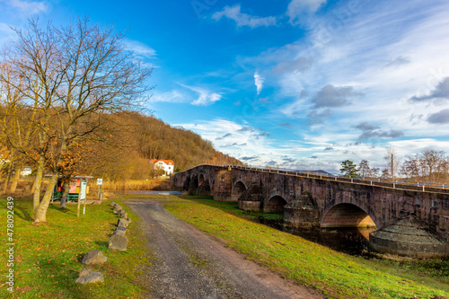 Historische Werrabrücke an der Grenze zwischen Thüringen und Hessen bei Vacha 