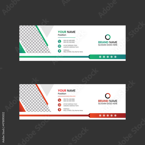 Email signature or email footer design template and personal social media cover with an author photo place, Business email signature template